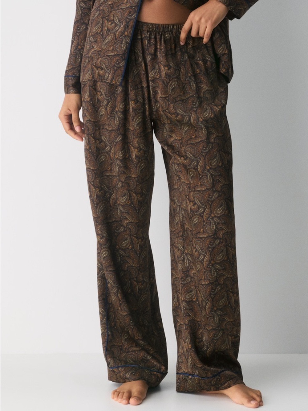 Aritzia Brown Paisley 100% Silk pants